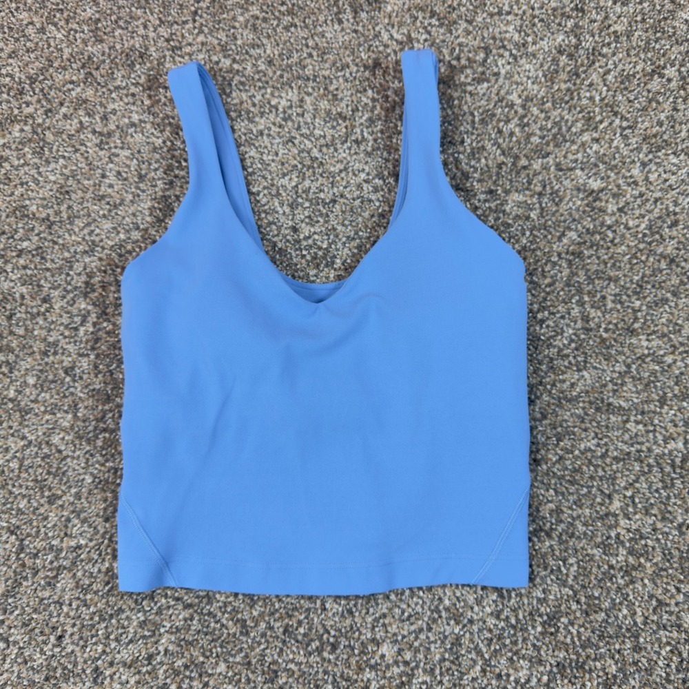 Lululemon Align Tank Top Blue Nulu Cropped Camisole Built in Bra LW1EITS Size 0